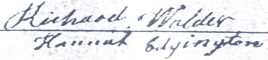 Richard and Hannah Walder signatures
